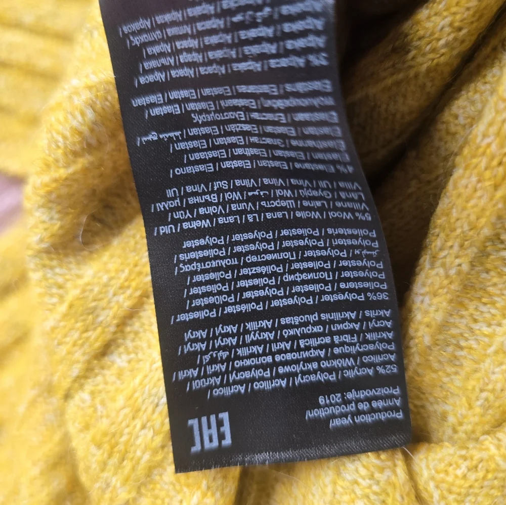 EVEREVE × PIECES Marled Yellow  Ribbed Knit Sweater Scandinavian Design S NWT